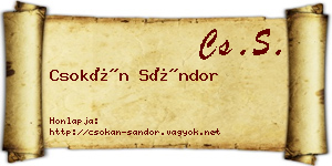 Csokán Sándor névjegykártya