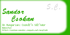 sandor csokan business card